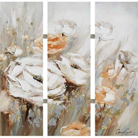 Eerste iets opener Schilderij Bloemen 3 luik - Canvas - Kadowinkel Gerritsen