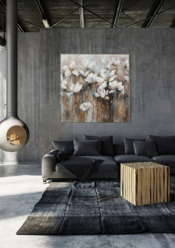 Vintage poppy schilderij bloemen sfeerbeeld 2 zwart 7008046s